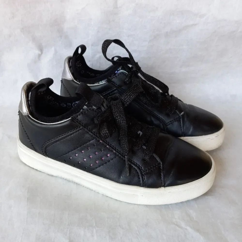 Wonder Nation Shoes Size 4 Girls Black Sneakers Kicks Star
